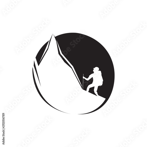 Hiking or climbing logo vector