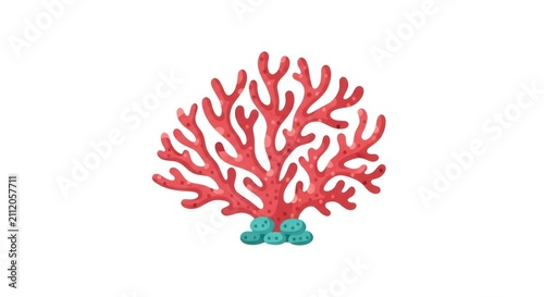 Vibrant Red Coral Reef Illustration.