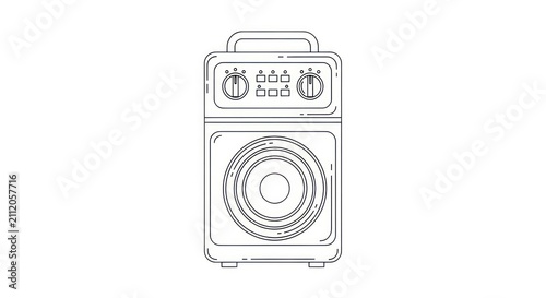 Vintage Portable Radio Illustration Design.