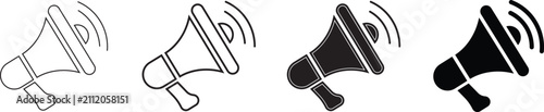 Фотография megaphone silhouette black and white background
outline icon set,