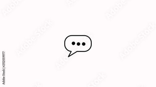 Speech bubble typing dots loop animation on white background. Typing message bubble icon animation. Typing indicator chat bubble animation with three Dots for messaging waiting or conversation symbol