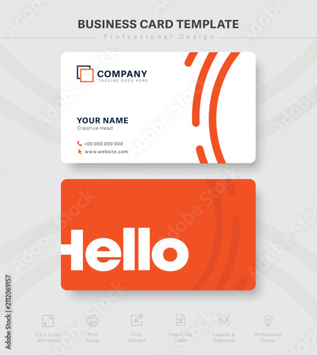Corporate Business Card Design Template  in Orange and White