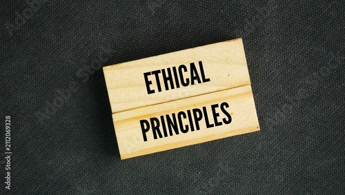 Fotografía Wooden with the word ethical principles