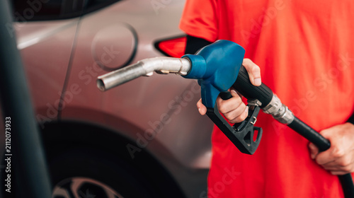 Foto close-up, selective-focus shot at a gas station