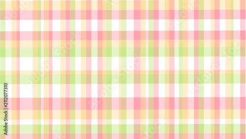 Pastel checkered plaid pattern background, colorful geometric grid texture in pink, yellow, and green
