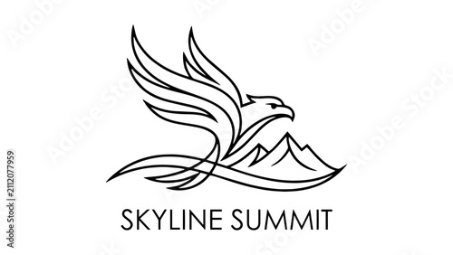 Minimalist Eagle and Mountain Crest Logo Design