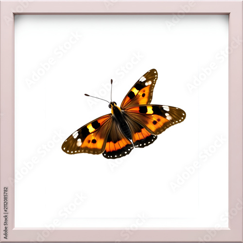 Close-up Monarch Butterfly Resting on White Background with Soft Light