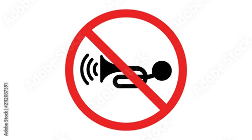 A graphic representation of a no honking sign, indicating a prohibition against using vehicle horns.