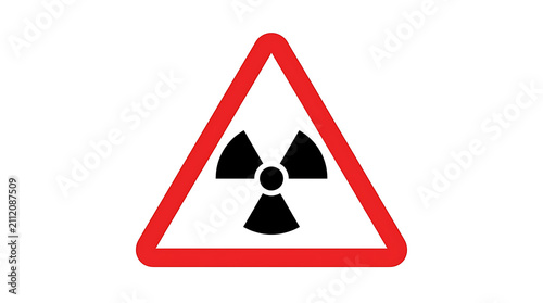Warning sign indicating radioactive material, a hazard symbol in a red triangle.