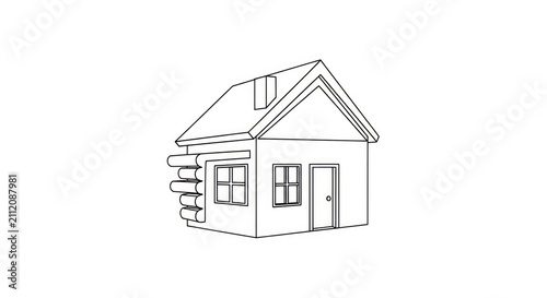 Simple house line drawing illustration.