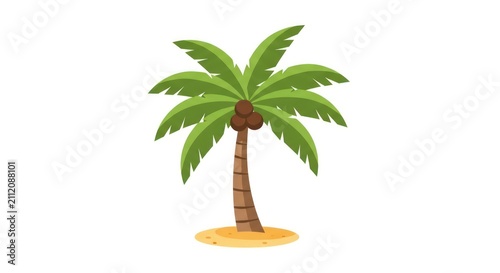 Tropical palm tree on sandy island.