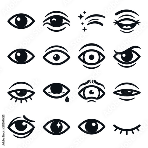 Collection of Various Eye Icons.