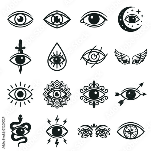 Collection of Mystical Eye Symbols.