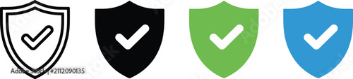 Shield Check Security Icon Set Collection