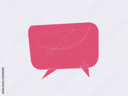 Pink speech bubble icon with a shadow on a light background for chat or conversation