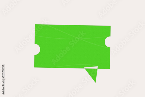 Green ticket or voucher with perforated edges and blank space for text