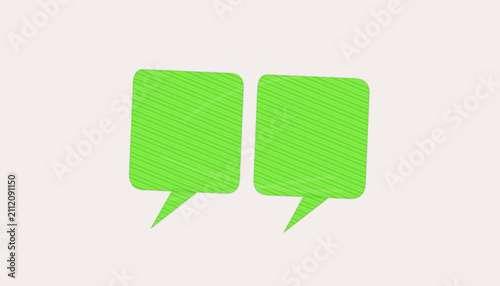 Two green speech bubbles in conversation on white background