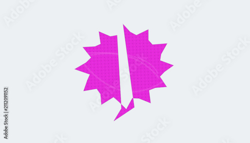 Colorful abstract starburst shape with jagged edges on a light purple background