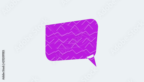 Purple speech bubble icon with zigzag pattern on a plain background