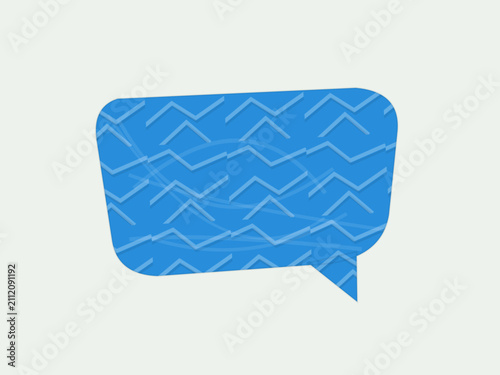 Blue speech bubble icon with zigzag pattern on a light background