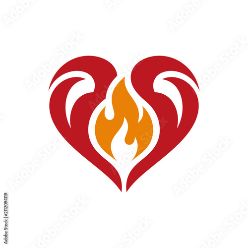 Photography Fiery Heart Shape Logo Design.