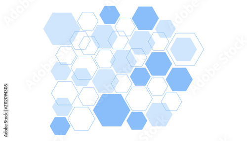 Abstract blue hexagon shape for frame illustration design