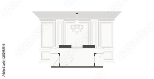 Luxury Marble Reception Desk Vector Illustration