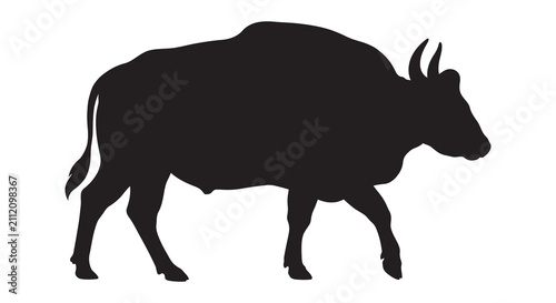 Принти на полотні African buffalo silhouette against a white background