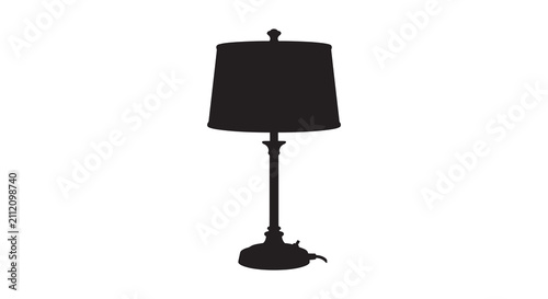 Fotografía Table lamp with lampshade black silhouette on white background