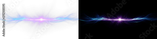 Fotografía Abstract blue and purple energy explosion with glowing light particles, dynamic