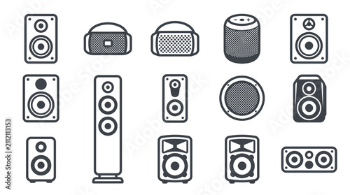 Speaker and sound system hardware icons.