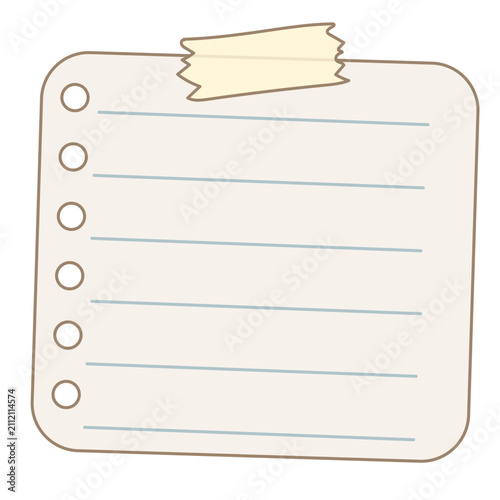 Illustrated Sticky Note with Tape Isolated
