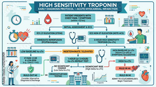 Cuadro en lienzo Cardiac Biomarker High Sensitivity Troponin Early Diagnosis Protocol