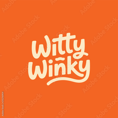 Foto Retro Witty Winky hand lettering, fun orange typography, playful script vector