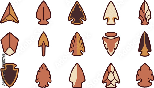 Canvastavla Collection of ancient stone arrowheads for international day of the worlds indig