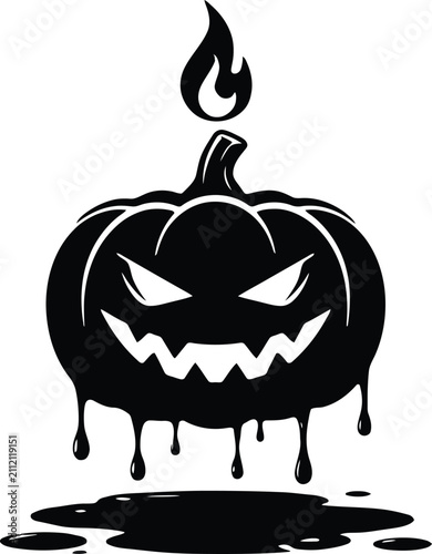 Halloween Dripping Jack O Lantern Silhouette PNG Isolated on Transparent Background