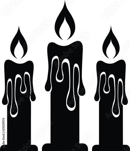 Halloween Dripping Candles Silhouette Icon Set PNG Isolated on Transparent Background