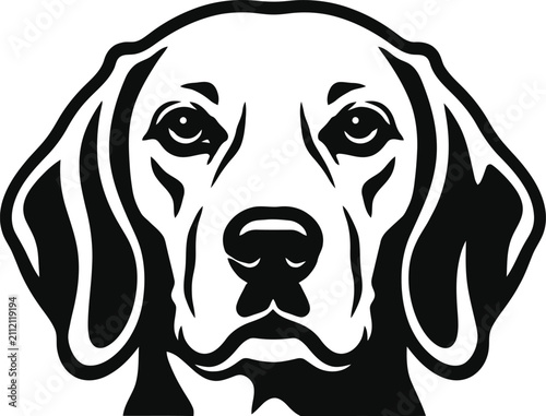 Beagle Dog Face Silhouette PNG Isolated on Transparent Background