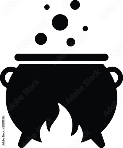 Witch Cauldron Silhouette Icon PNG Isolated on Transparent Background