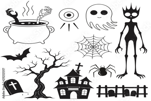 coloring page line art the halloween horror black vector