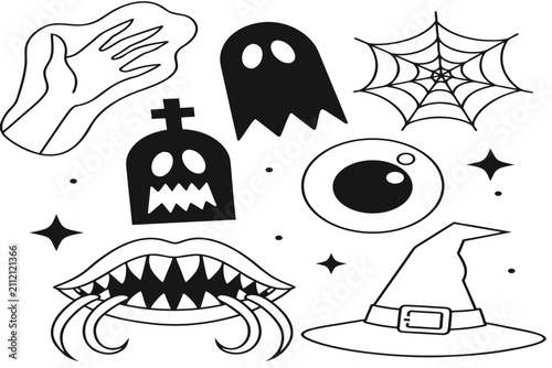 coloring page line art the halloween horror black vector