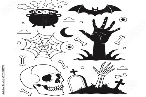 coloring page line art the halloween horror black vector