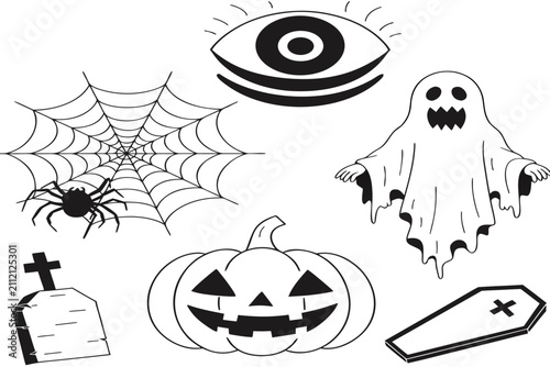 Coloring page line art the Halloween horror black vector