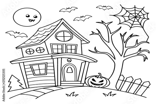 Coloring page line art the Halloween horror black vector