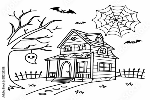 Coloring page line art the Halloween horror black vector