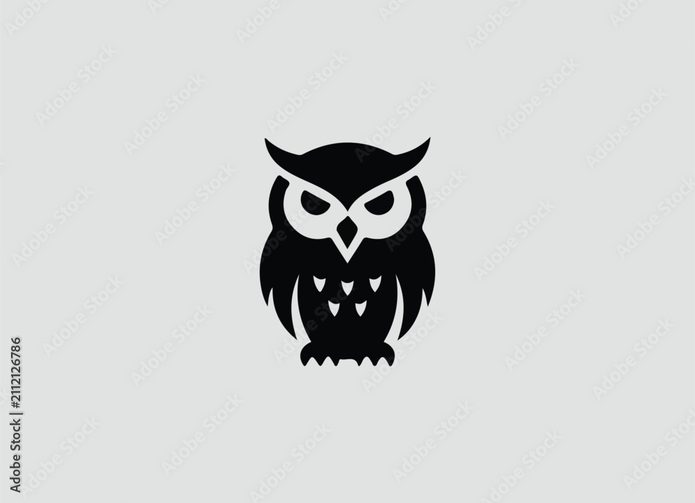 Fototapeta premium Modern Minimal Geometric abstract owl vector logo with triangular shapes for tech startups
