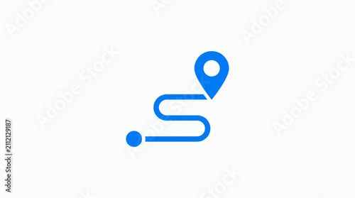 Navigation route path with pin.