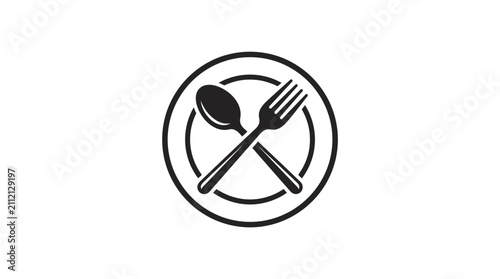 Bild auf Leinwand No Eating Symbol with Fork Spoon.