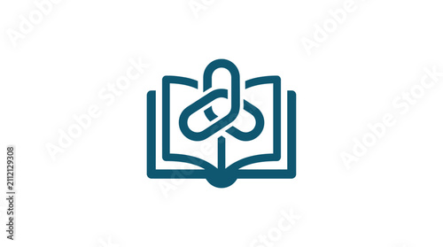 Bild auf Leinwand Open Book with Interconnected Lines Symbol.