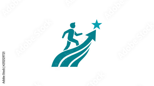 Фотография Person Running Up Arrow to Star.